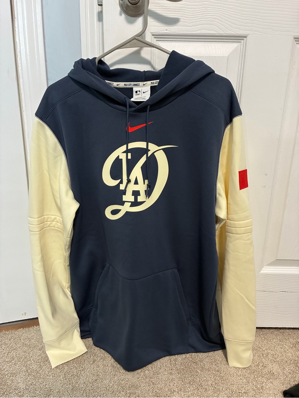 MLB Navy and Cream LA Dodgers Pullover Hoodie by Nike